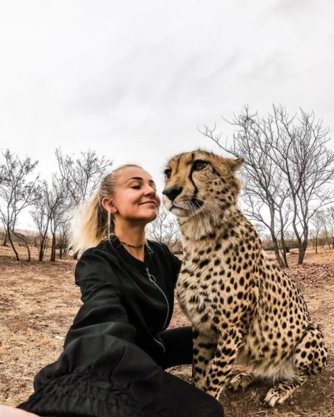 В объятьях гепардов: эта девушка живет в дикой природе и считает хищников друзьями